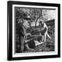 Two Men Using a Crosscut Saw on a Log-null-Framed Photographic Print