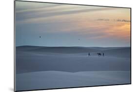 Two Men Walk a Donkey over Dunes at Sunset in Brazil's Lencois Maranhenses National Park-Alex Saberi-Mounted Photographic Print