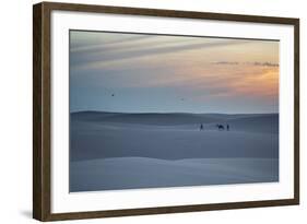 Two Men Walk a Donkey over Dunes at Sunset in Brazil's Lencois Maranhenses National Park-Alex Saberi-Framed Photographic Print