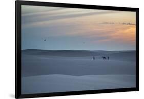 Two Men Walk a Donkey over Dunes at Sunset in Brazil's Lencois Maranhenses National Park-Alex Saberi-Framed Photographic Print