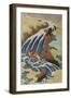 Two Men Washing a Horse in a Waterfall-Katsushika Hokusai-Framed Giclee Print