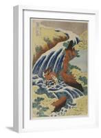 Two Men Washing a Horse in a Waterfall-Katsushika Hokusai-Framed Giclee Print