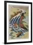 Two Men Washing a Horse in a Waterfall-Katsushika Hokusai-Framed Giclee Print