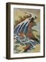 Two Men Washing a Horse in a Waterfall-Katsushika Hokusai-Framed Giclee Print