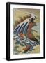 Two Men Washing a Horse in a Waterfall-Katsushika Hokusai-Framed Giclee Print