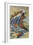 Two Men Washing a Horse in a Waterfall-Katsushika Hokusai-Framed Giclee Print