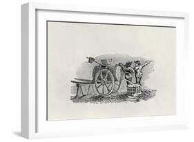Two Men with a Barrel Cart (Wood Engraving)-Thomas Bewick-Framed Giclee Print