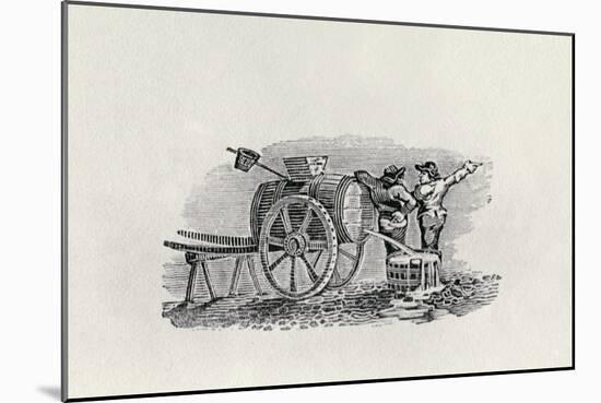 Two Men with a Barrel Cart (Wood Engraving)-Thomas Bewick-Mounted Giclee Print