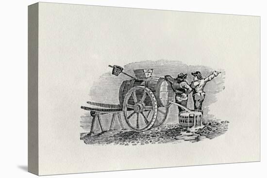 Two Men with a Barrel Cart (Wood Engraving)-Thomas Bewick-Stretched Canvas