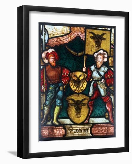 Two Men with Coats of Arms, 16th Century-null-Framed Giclee Print