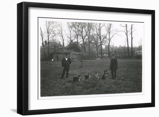 Two Men with Four Dogs, North London Suburbs-null-Framed Photographic Print