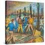 Two Men with Guns Drawn Confronting Two Other Men (Hop Yard Owners?) During a Hop Yard Strike-Ronald Ginther-Stretched Canvas