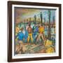 Two Men with Guns Drawn Confronting Two Other Men (Hop Yard Owners?) During a Hop Yard Strike-Ronald Ginther-Framed Giclee Print