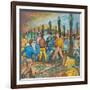 Two Men with Guns Drawn Confronting Two Other Men (Hop Yard Owners?) During a Hop Yard Strike-Ronald Ginther-Framed Giclee Print