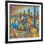 Two Men with Guns Drawn Confronting Two Other Men (Hop Yard Owners?) During a Hop Yard Strike-Ronald Ginther-Framed Giclee Print