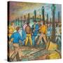 Two Men with Guns Drawn Confronting Two Other Men (Hop Yard Owners?) During a Hop Yard Strike-Ronald Ginther-Stretched Canvas