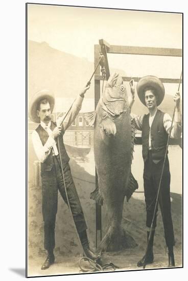 Two Men with Large Fish-null-Mounted Art Print