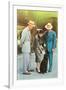 Two Men, Woman with Poodle, Fifties-null-Framed Art Print