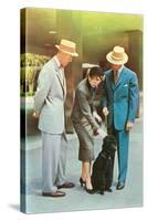 Two Men, Woman with Poodle, Fifties-null-Stretched Canvas