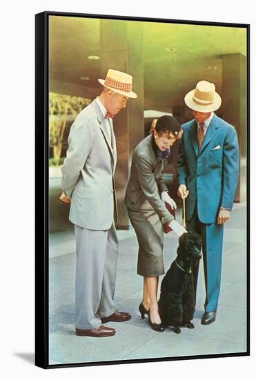 Two Men, Woman with Poodle, Fifties-null-Framed Stretched Canvas