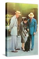 Two Men, Woman with Poodle, Fifties-null-Stretched Canvas