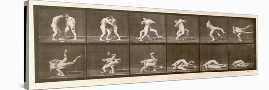 Two Men Wrestling, Plate 347 from 'Animal Locomotion', 1887 (B/W Photo)-Eadweard Muybridge-Stretched Canvas