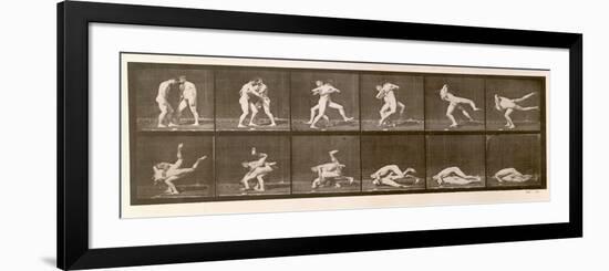 Two Men Wrestling, Plate 347 from 'Animal Locomotion', 1887 (B/W Photo)-Eadweard Muybridge-Framed Premium Giclee Print