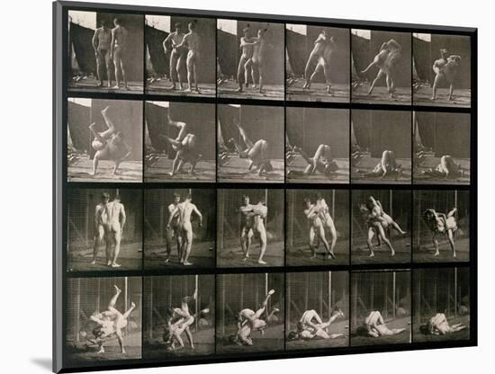 Two Men Wrestling, Plate 348 from Animal Locomotion, 1887-Eadweard Muybridge-Mounted Photographic Print