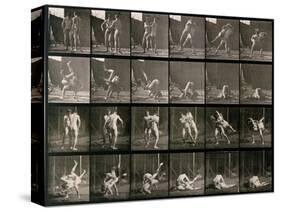 Two Men Wrestling, Plate 348 from Animal Locomotion, 1887-Eadweard Muybridge-Stretched Canvas