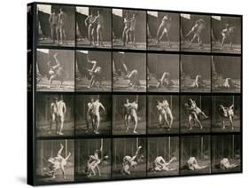 Two Men Wrestling, Plate 348 from Animal Locomotion, 1887-Eadweard Muybridge-Stretched Canvas