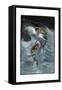 Two Mermaids Playing in the Waves, "A Nixie's Legend"-null-Framed Stretched Canvas