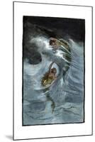 Two Mermaids Playing in the Waves, "A Nixie's Legend"-null-Mounted Giclee Print