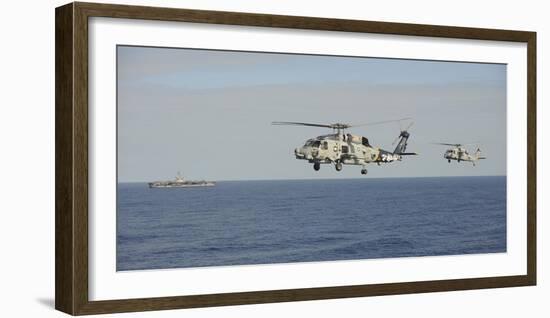 Two Mh-60 Sea Hawk Helicopters During an Air Demonstration-null-Framed Photographic Print