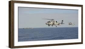 Two Mh-60 Sea Hawk Helicopters During an Air Demonstration-null-Framed Photographic Print