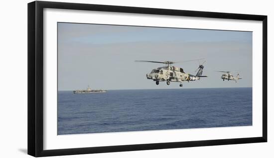 Two Mh-60 Sea Hawk Helicopters During an Air Demonstration-null-Framed Photographic Print