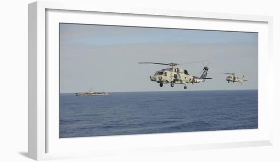 Two Mh-60 Sea Hawk Helicopters During an Air Demonstration-null-Framed Photographic Print