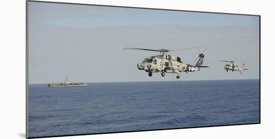 Two Mh-60 Sea Hawk Helicopters During an Air Demonstration-null-Mounted Photographic Print