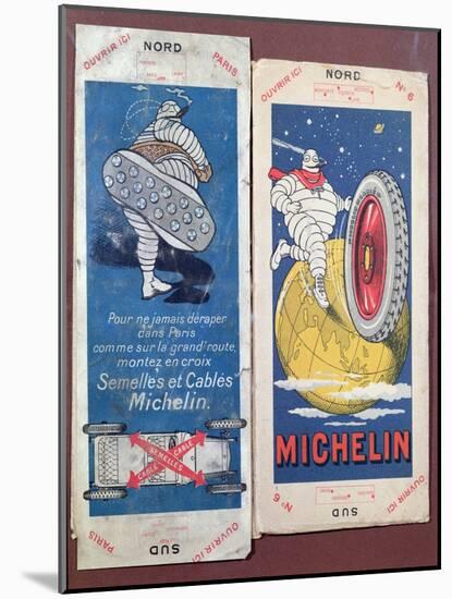 Two Michelin Maps for the Pontoise and Laon Regions of France, C.1910-null-Mounted Giclee Print