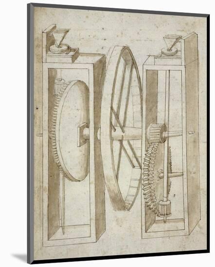 Two mills with wheel between-Francesco di Giorgio Martini-Mounted Art Print