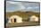 Two Mongolian nomadic gers and mountains in the background, Bayandalai district, South Gobi provinc-Francesco Vaninetti-Framed Stretched Canvas