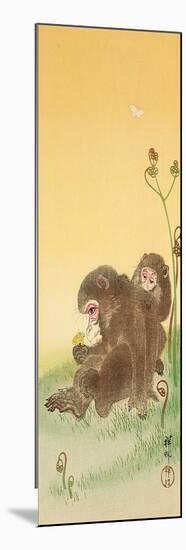 Two Monkeys and Butterflies-Koson Ohara-Mounted Premium Giclee Print