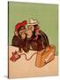 Two Monkeys Talking on a Telephone, C.1955-null-Stretched Canvas