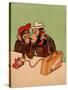 Two Monkeys Talking on a Telephone, C.1955-null-Stretched Canvas