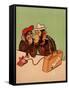 Two Monkeys Talking on a Telephone, C.1955-null-Framed Stretched Canvas