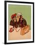 Two Monkeys Talking on a Telephone, C.1955-null-Framed Giclee Print