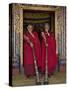 Two Monks Blow Long Horns Called Dung-Chen, at the Temple of Wangdue Phodrang Dzong (Fortress)-Nigel Pavitt-Stretched Canvas