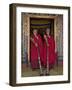 Two Monks Blow Long Horns Called Dung-Chen, at the Temple of Wangdue Phodrang Dzong (Fortress)-Nigel Pavitt-Framed Photographic Print