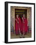 Two Monks Blow Long Horns Called Dung-Chen, at the Temple of Wangdue Phodrang Dzong (Fortress)-Nigel Pavitt-Framed Photographic Print