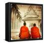 Two Monks In Thai Temple - Artistic Toned Picture In Retro Style-Maugli-l-Framed Stretched Canvas