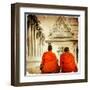 Two Monks In Thai Temple - Artistic Toned Picture In Retro Style-Maugli-l-Framed Art Print